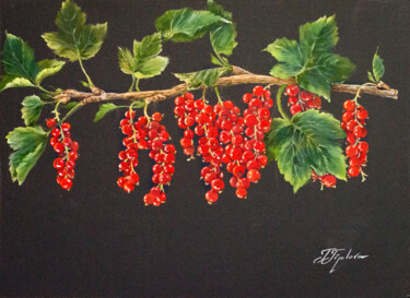 Peinture intitulée "" THE RED RIBES"" par Tetiana Tiplova, Œuvre d'art originale, Huile