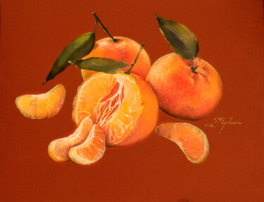 Картина под названием ""TANGERINES ON ORAN…" - Tetiana Tiplova, Подлинное произведение искусства, Масло