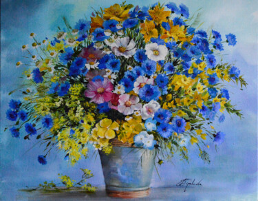 Painting titled ""BOUQUET OF WILD FL…" by Tetiana Tiplova, Original Artwork, Oil