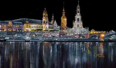 Painting titled ""Night Dresden. Ger…" by Tetiana Tiplova, Original Artwork, Oil
