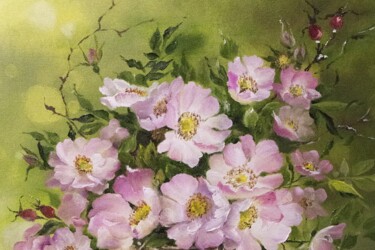 Painting titled ""WILD ROSE"" by Tetiana Tiplova, Original Artwork, Oil