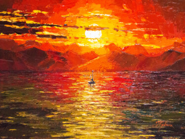 Painting titled ""SUNSET"" by Tetiana Tiplova, Original Artwork, Oil