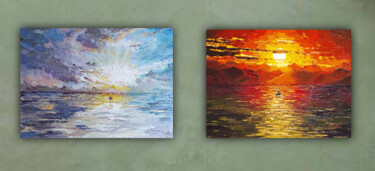 Painting titled ""SUNRISE AND SUNSET"" by Tetiana Tiplova, Original Artwork, Oil