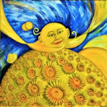 Картина под названием "Украинский  Дух Сол…" - Tetiana Velyka, Подлинное произведение искусства, Акрил Установлен на Деревян…