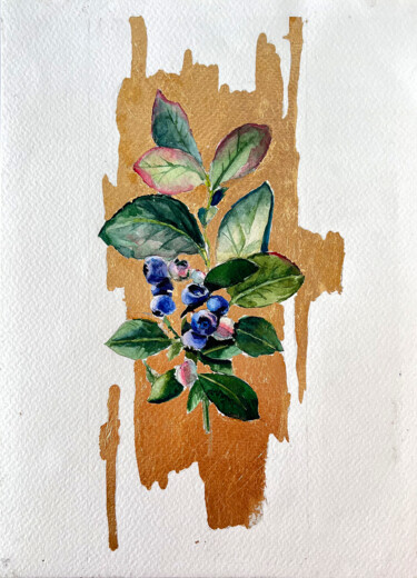 Painting titled "Blueberry" by Tetiana Zelinska, Original Artwork, Watercolor