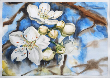 Painting titled "Blossom" by Tetiana Zelinska, Original Artwork, Watercolor