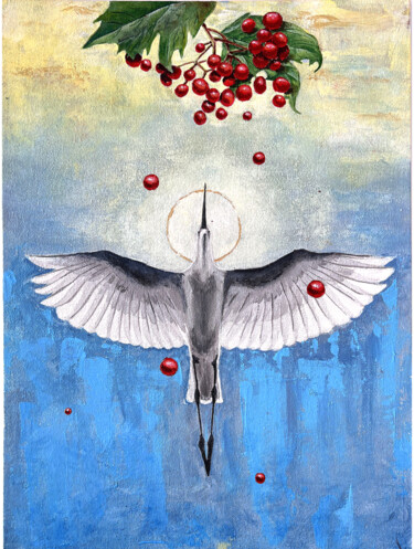 Картина под названием "Bird" - Tetiana Zelinska, Подлинное произведение искусства, Акрил