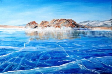 Peinture intitulée "Le lac gelé" par Tetiana Zheida, Œuvre d'art originale, Acrylique