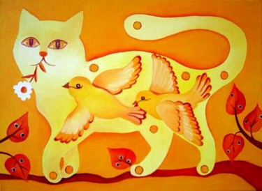 Schilderij getiteld "tomcat" door Tetiana Gorbachenko, Origineel Kunstwerk, Olie