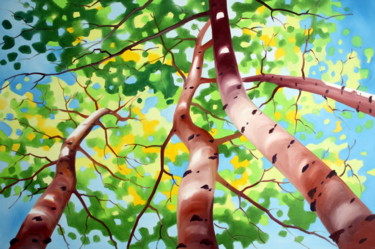 Schilderij getiteld "bomen" door Tetiana Gorbachenko, Origineel Kunstwerk, Olie
