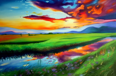 Schilderij getiteld "Sunset" door Tetiana Gorbachenko, Origineel Kunstwerk, Olie