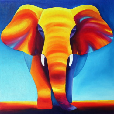Schilderij getiteld "Elephant" door Tetiana Gorbachenko, Origineel Kunstwerk, Olie