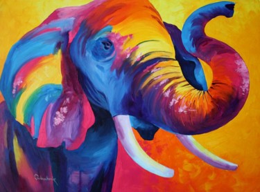Schilderij getiteld "Elephant" door Tetiana Gorbachenko, Origineel Kunstwerk, Acryl