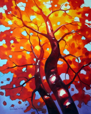 Schilderij getiteld "Trees" door Tetiana Gorbachenko, Origineel Kunstwerk, Olie
