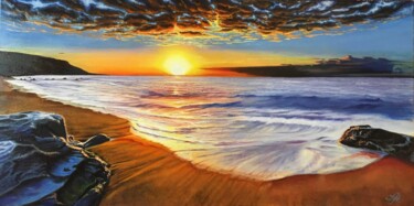 Painting titled "Golden shore" by Tetyana Hamilton, Original Artwork, Oil