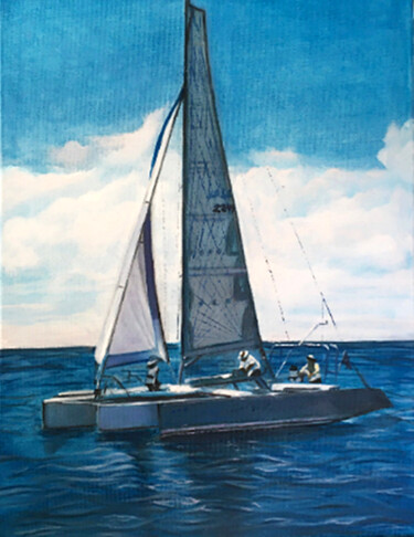 Painting titled "Sailing Journey" by Tetyana Hamilton, Original Artwork, Oil