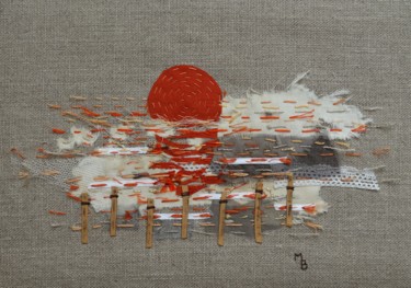 Crépuscule sur la Lagune Art textile intitulée "Crépuscule sur la L…" par Martine Brion, Œuvre d'art originale,