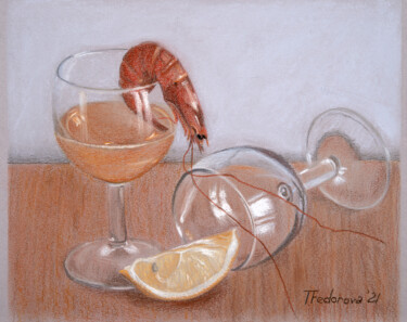 Dibujo titulada "Два бокала" por Tatiana Fedorova (Tfedorova21), Obra de arte original, Pastel