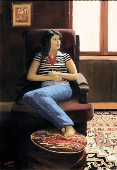 绘画 标题为“Ana” 由Tudor Gafton, 原创艺术品, 油 安装在木质担架架上