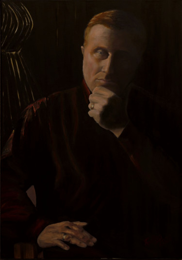 Pintura titulada "Self-portrait 1" por Tudor Gafton, Obra de arte original, Oleo Montado en Bastidor de camilla de madera