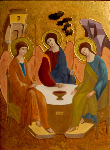 Painting titled "Holly Trinity" by Tudor Gafton, Original Artwork, Oil