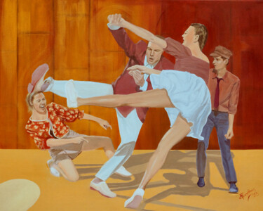 Картина под названием "Swing Dancers" - Tudor Gafton, Подлинное произведение искусства, Масло Установлен на Деревянная рама…