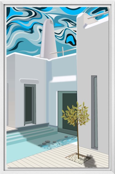 Arts numériques intitulée "Maison Cyclades" par Thaïs Brunet, Œuvre d'art originale, Travail numérique 2D
