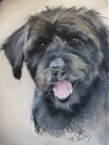 Drawing titled "Hector" by Th. Hutin, Original Artwork, Pastel