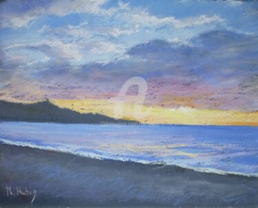 Drawing titled "lever-de-soleil-dec…" by Th. Hutin, Original Artwork, Pastel