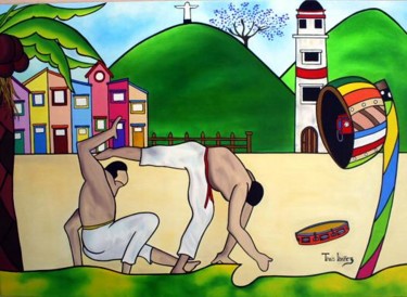 Pintura intitulada "GINGA BRAZUKA" por Thaís Gomez "Arte Tropical", Obras de arte originais