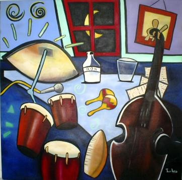 Painting titled "NOITE LATINA" by Thaís Gomez "Arte Tropical", Original Artwork