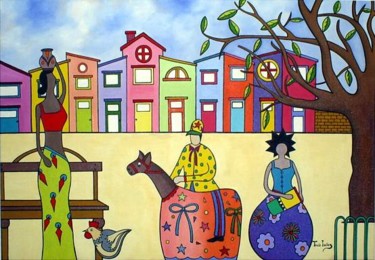 Pintura intitulada "NORDESTEANDO" por Thaís Gomez "Arte Tropical", Obras de arte originais
