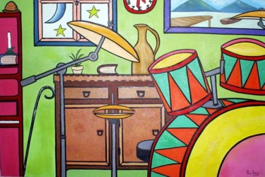 Pintura intitulada "Musica em Casa" por Thaís Gomez "Arte Tropical", Obras de arte originais