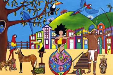 Pintura intitulada "Brasilidade" por Thaís Gomez "Arte Tropical", Obras de arte originais