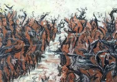 Malerei mit dem Titel "Der Weg durch die M…" von Thalis Colorworld, Original-Kunstwerk, Öl
