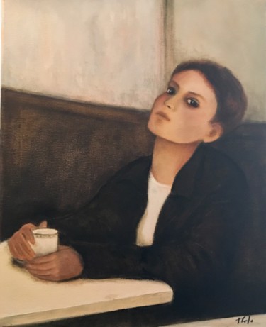 Peinture intitulée "18h20 au café de la…" par Thalie Cardo, Œuvre d'art originale, Huile