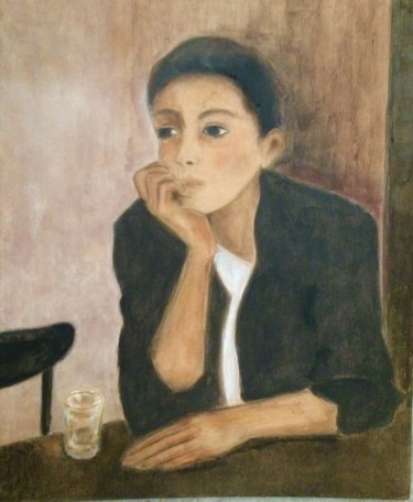 Peinture intitulée "22h01 au café de la…" par Thalie Cardo, Œuvre d'art originale, Pastel