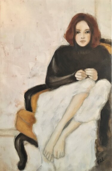 Painting titled "21h30 le fauteuil j…" by Thalie Cardo, Original Artwork, Oil