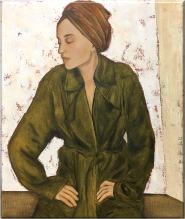 Painting titled "Femme au turban" by Thalie Cardo, Original Artwork, Oil