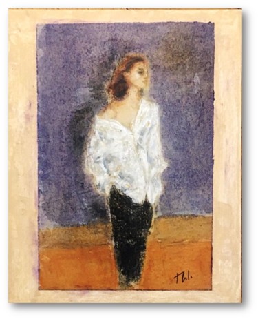 Dessin intitulée "Jane silhouette" par Thalie Cardo, Œuvre d'art originale, Pastel