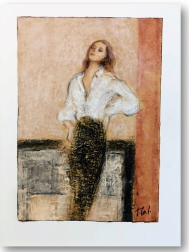 Dibujo titulada "Mina silhouette" por Thalie Cardo, Obra de arte original, Pastel