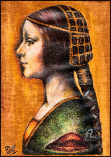 Druckgrafik mit dem Titel "Bianca Sforza - Oma…" von Thalita Tonon (SottoSopra), Original-Kunstwerk, Digitaldruck Auf Karton…