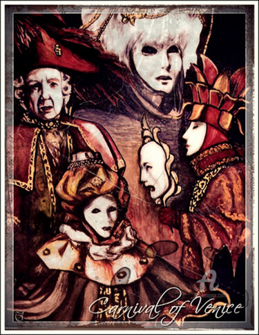 Painting titled "Carnival of Venice…" by Thalita Tonon (SottoSopra), Original Artwork, Ink