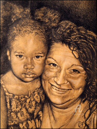 Drawing titled "Loriana e Alice" by Thalita Tonon (SottoSopra), Original Artwork, Chalk
