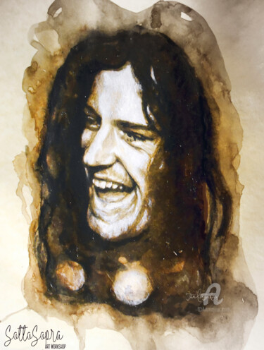 Malerei mit dem Titel "Joe Cocker - Portra…" von Thalita Tonon (SottoSopra), Original-Kunstwerk, Tinte