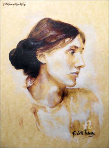 Pintura titulada "Virginia Woolf - Po…" por Thalita Tonon (SottoSopra), Obra de arte original, Acuarela