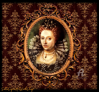 Malarstwo zatytułowany „Elisabetta I Tudor/…” autorstwa Thalita Tonon (SottoSopra), Oryginalna praca, Akwarela