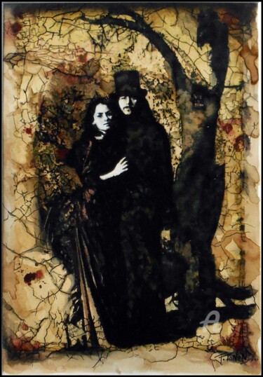Painting titled "Dracula / Oceans of…" by Thalita Tonon (SottoSopra), Original Artwork, Ink