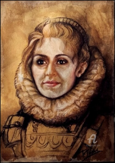 Painting titled "Elisa portrait - Vi…" by Thalita Tonon (SottoSopra), Original Artwork, Pastel