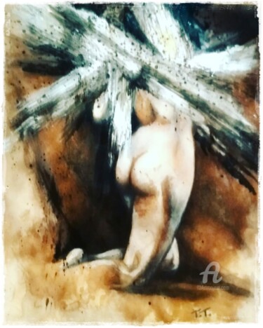 Painting titled "Angelo - Bozzetto 1" by Thalita Tonon (SottoSopra), Original Artwork, Acrylic
